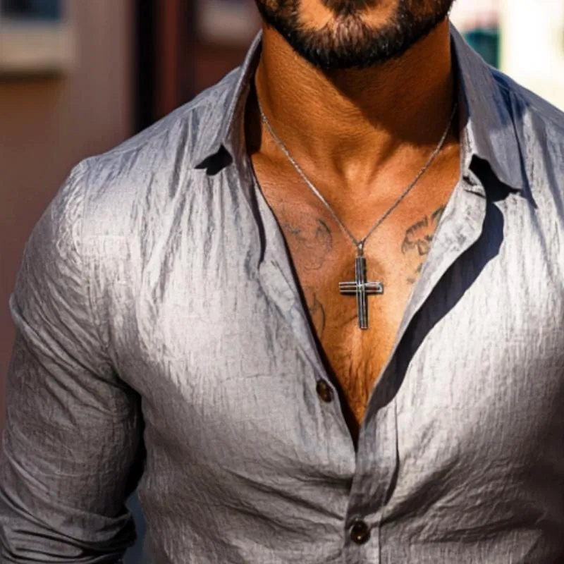 Men's Retro Casual Solid Color Lapel Long Sleeve Shirt 00991353TO sold by Manly product image thumbnail 3