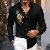 Men's Retro Casual Embroidered Lapel Long Sleeve Shirt 32005007TO sold by Manly
