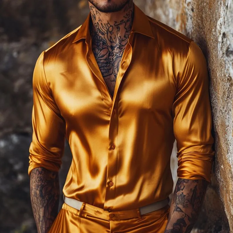 Men's Retro Casual Solid Color Lapel Long Sleeve Shirt 37099619TO sold by Manly product image thumbnail 2
