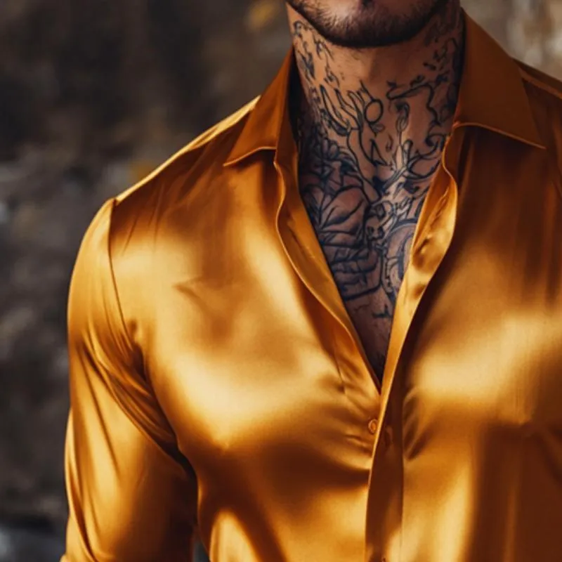 Men's Retro Casual Solid Color Lapel Long Sleeve Shirt 37099619TO sold by Manly product image thumbnail 3