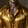 Men's Retro Casual Gold Velvet Lapel Long Sleeve Shirt 35471815TO sold by Manly
