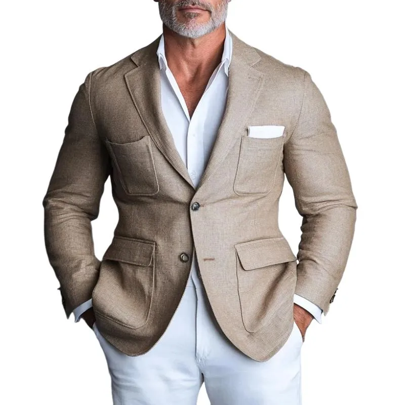 Men's Vintage Multi Pocket Lapel Single Breasted Blazer 17896536Y sold by Manly