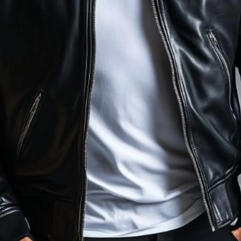 Men's Fashion Crew Neck Baseball Leather Jacket 62865010Y sold by Manly product image thumbnail 2