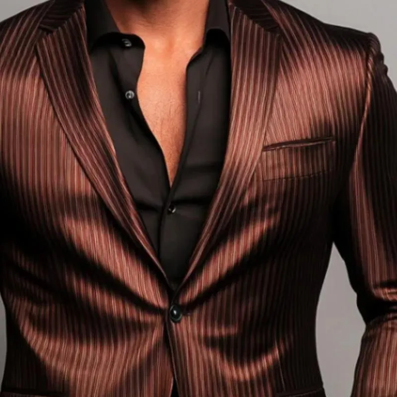 Men's Stylish Striped Satin Single Button Blazer 22730303Y sold by Manly product image thumbnail 2