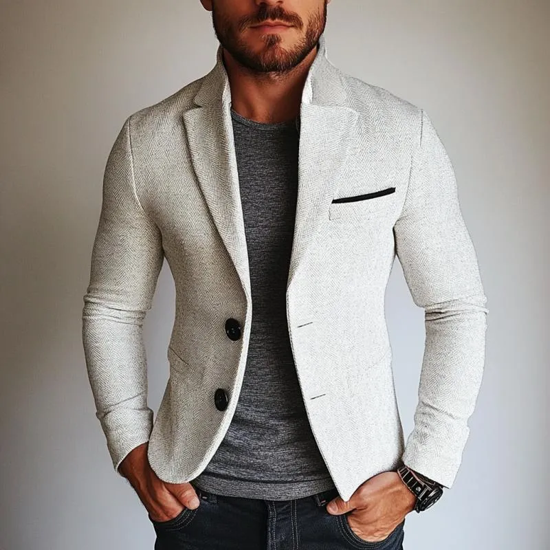 Men's Vintage Herringbone Single Breasted Lapel Blazer 26886505Y sold by Manly product image thumbnail 3