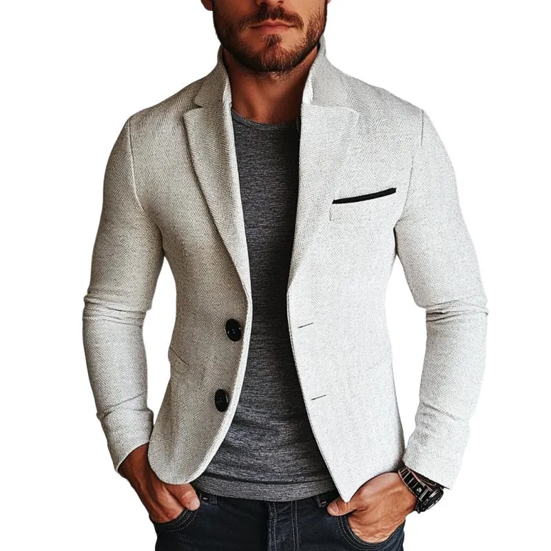 Men's Vintage Herringbone Single Breasted Lapel Blazer 26886505Y sold by Manly
