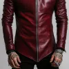 Men's Stylish Casual Stand Collar Slim Fit Leather Jacket 84587076K sold by Manly