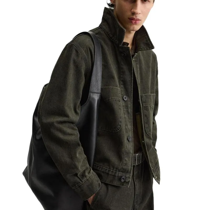 Men's Vintage Stand Collar Denim Jacket 94288851F sold by Manly product image thumbnail 2