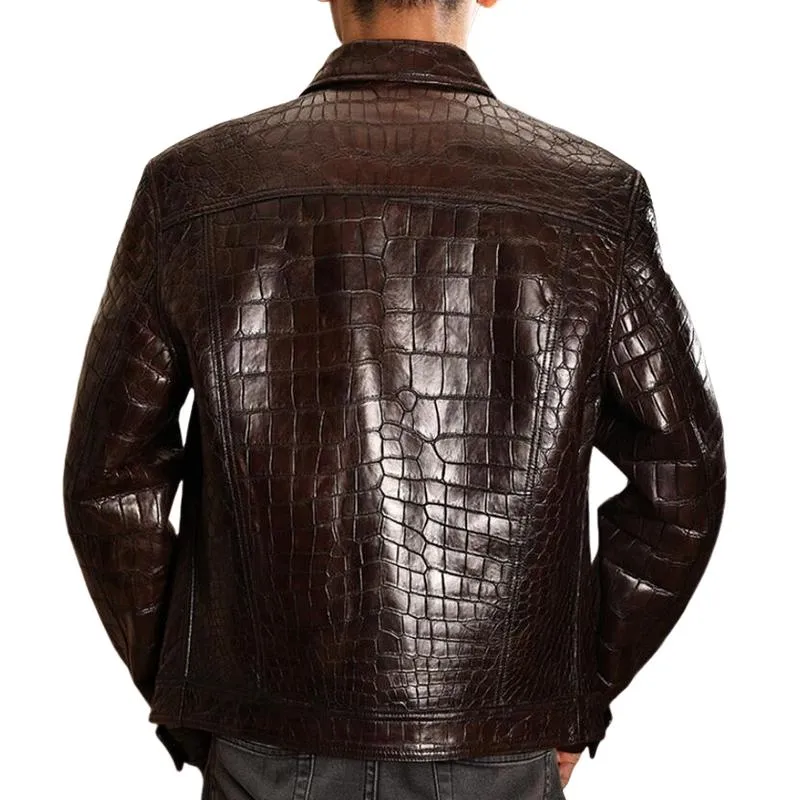Men's Casual Lapel Croc-effect Leather Jacket 97266096F sold by Manly product image thumbnail 3