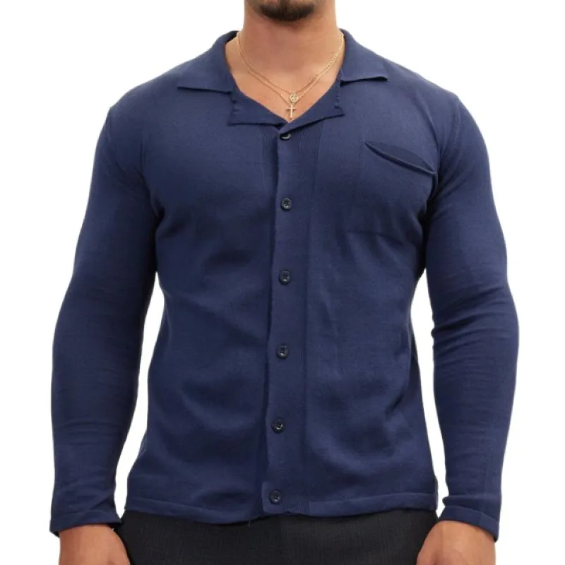 Men's Classic Slim Fit Thin Lapel Knit Cardigan 88990681F sold by Manly