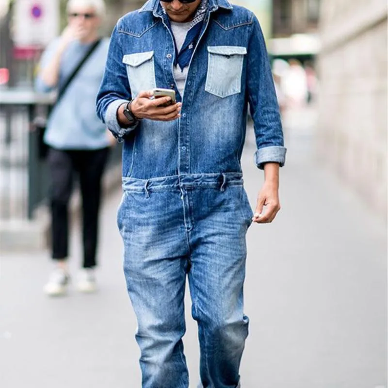 Men's Classic Casual Multi-Pocket Denim Jumpsuit 86518781K sold by Manly product image thumbnail 2