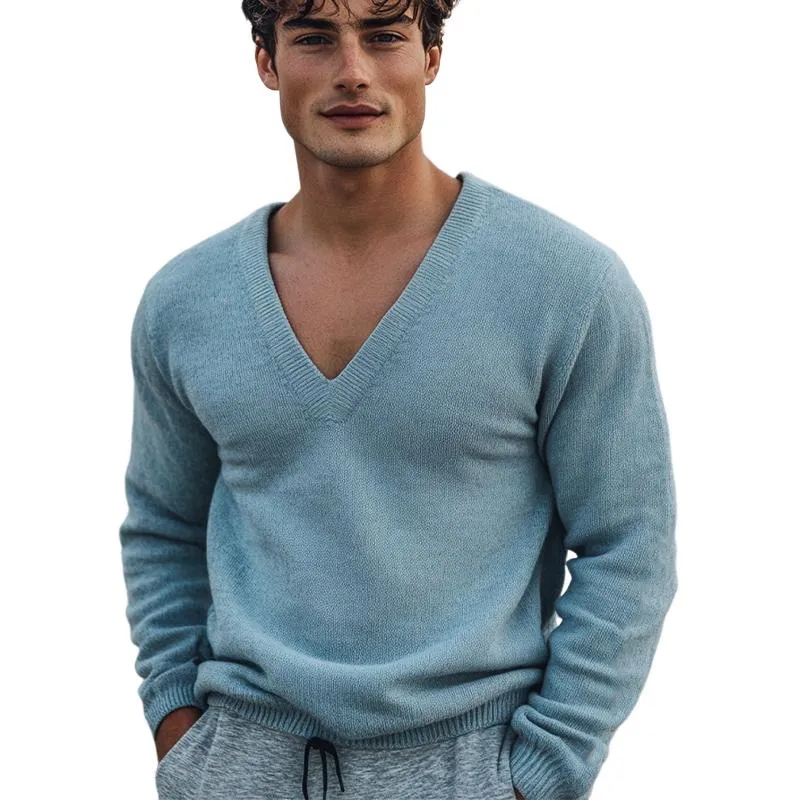 Men's Retro V-neck Casual Knitted Sweater 30175624U sold by Manly product image thumbnail 3