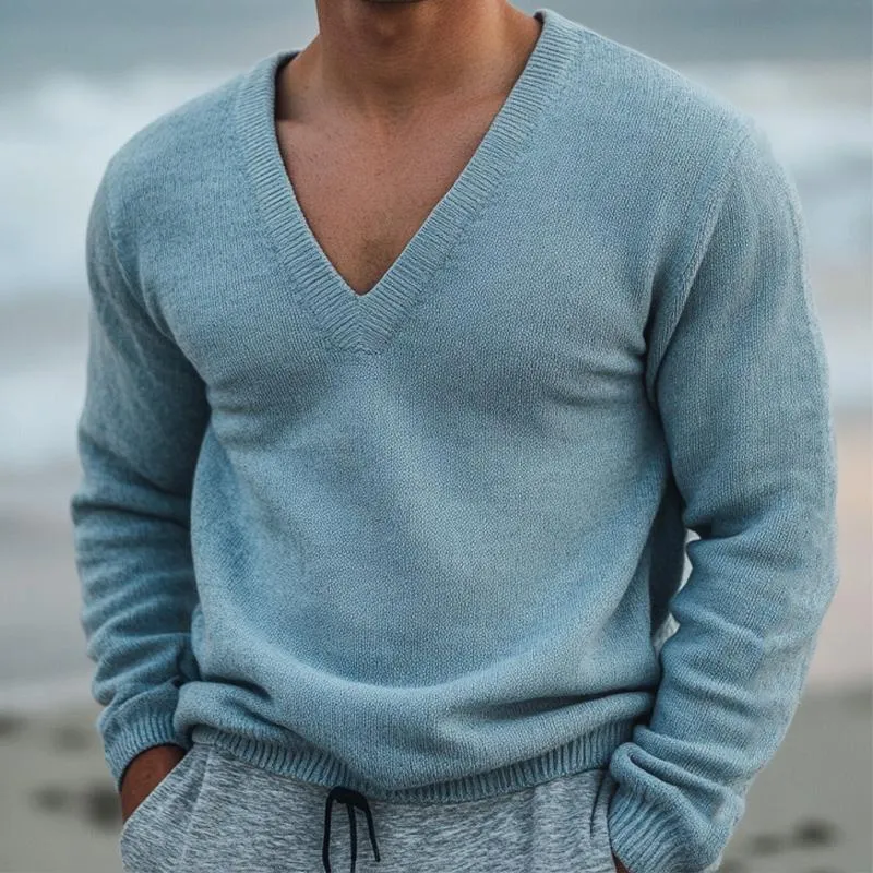Men's Retro V-neck Casual Knitted Sweater 30175624U sold by Manly product image thumbnail 2