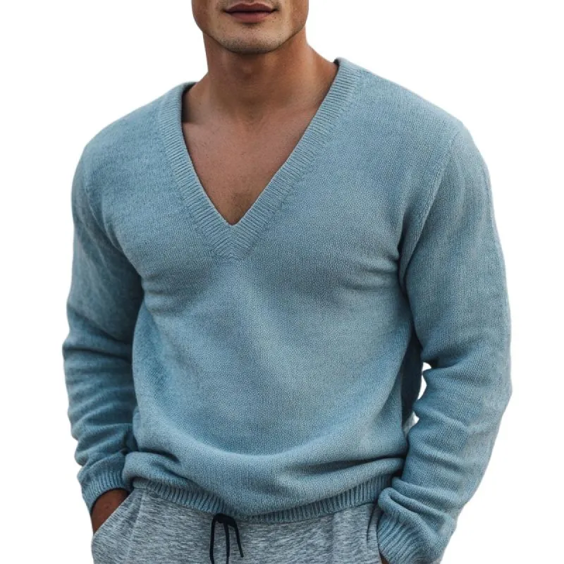 Men's Retro V-neck Casual Knitted Sweater 30175624U sold by Manly
