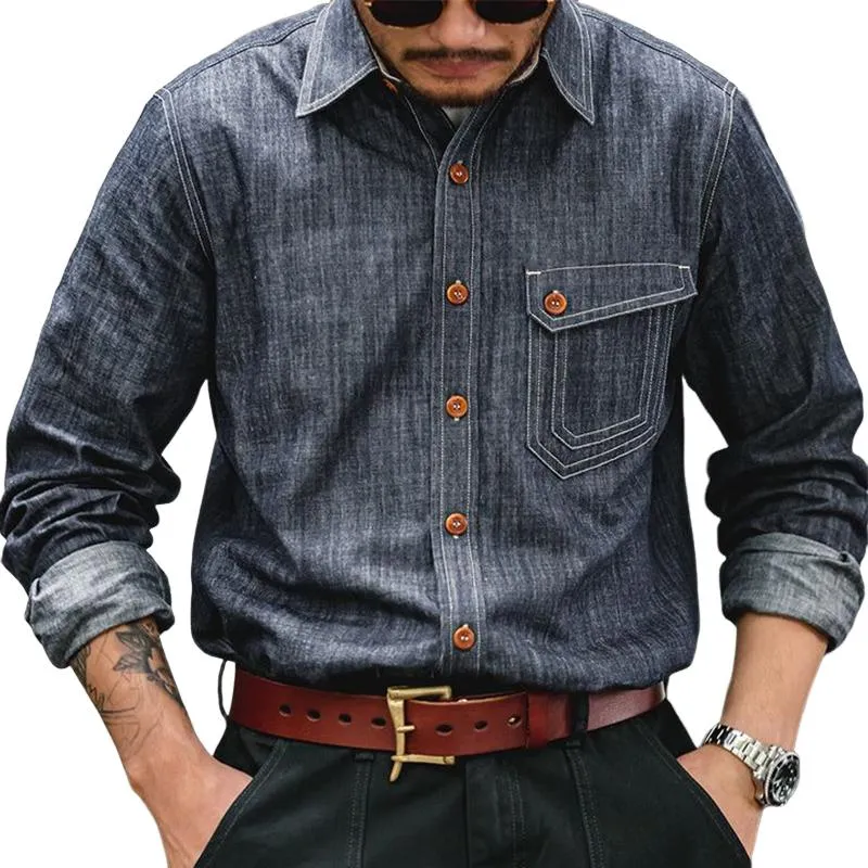 Men's Vintage Dark Grey Long Sleeve Shirt 97197413U sold by Manly