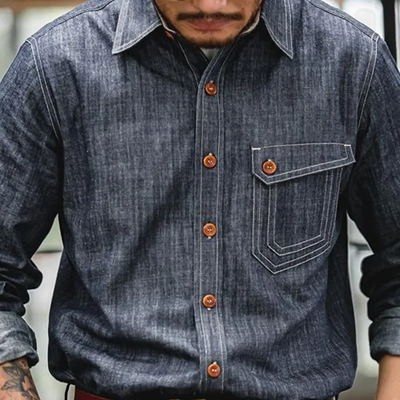 Men's Vintage Dark Grey Long Sleeve Shirt 97197413U sold by Manly product image thumbnail 3