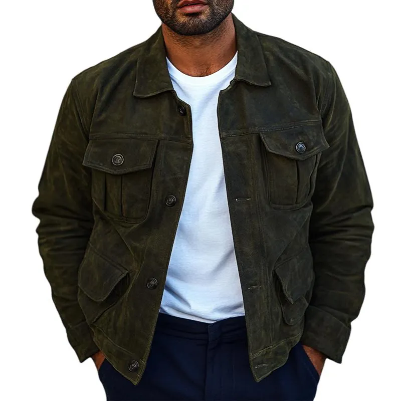 Men's Vintage Dark Green Suede Jacket 12105029U sold by Manly