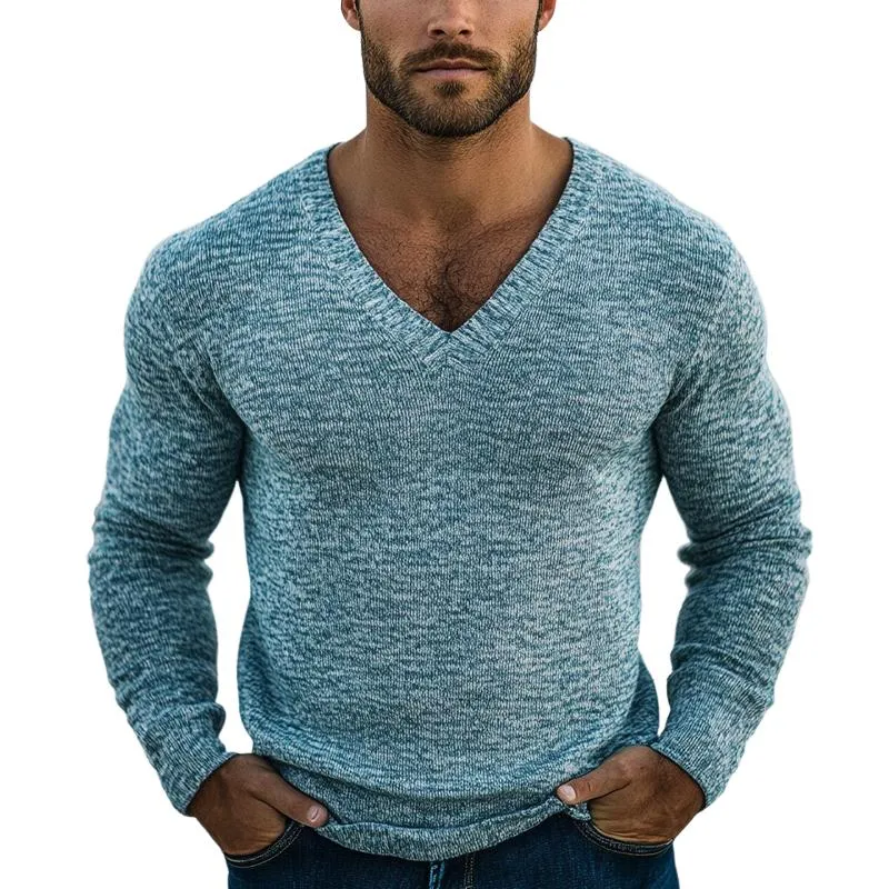 Men's Vintage V-Neck Mixed Color Knit Sweater 58666770U sold by Manly