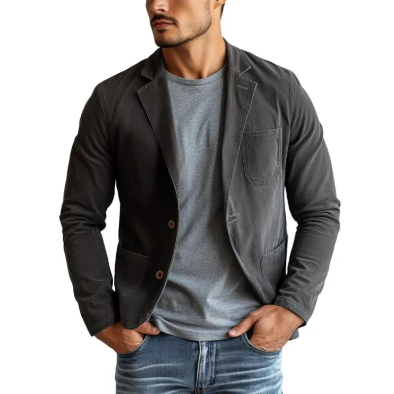 Men's Vintage Casual Cotton Lapel Single Breasted Blazer 79041341Y sold by Manly