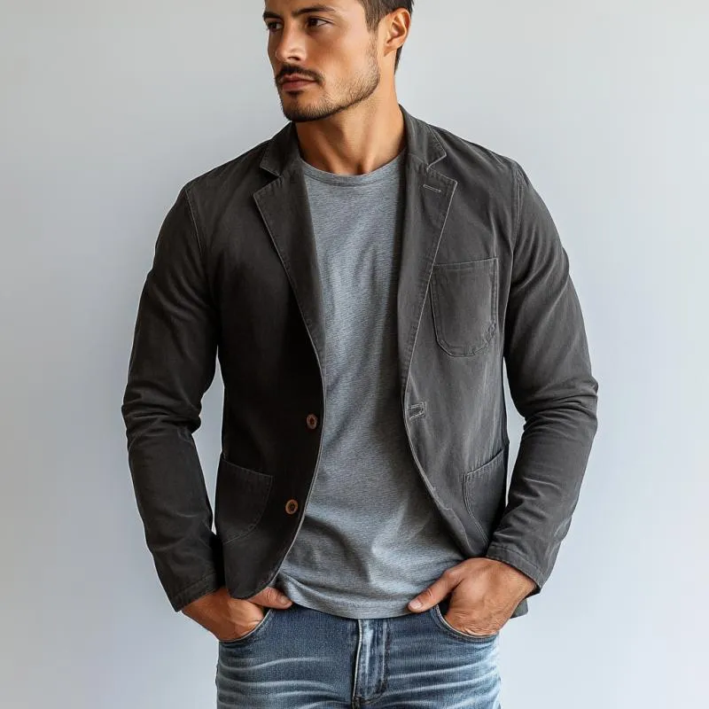 Men's Vintage Casual Cotton Lapel Single Breasted Blazer 79041341Y sold by Manly product image thumbnail 3