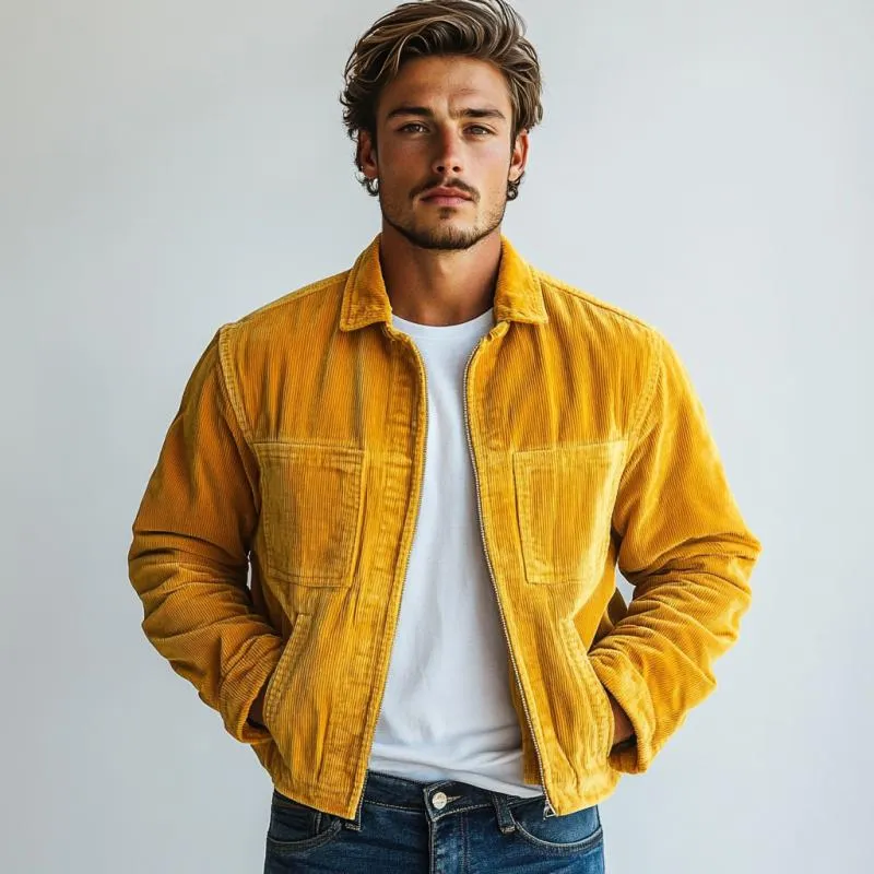 Men's Fashion Corduroy Lapel Multi-Pocket Pockets Jacket 89384950Y sold by Manly product image thumbnail 3