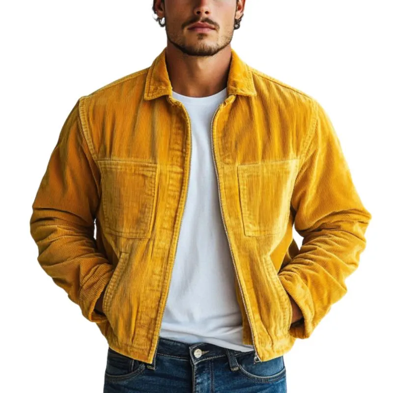 Men's Fashion Corduroy Lapel Multi-Pocket Pockets Jacket 89384950Y sold by Manly
