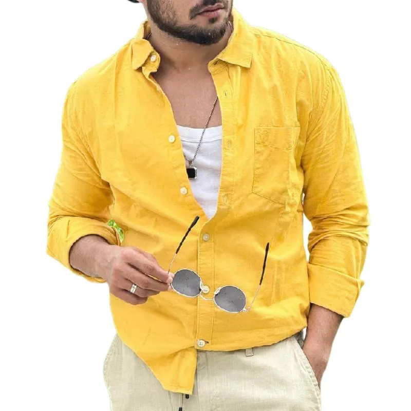 Men's Fashion Solid Color Long Sleeve Shirt 26947822Y sold by Manly