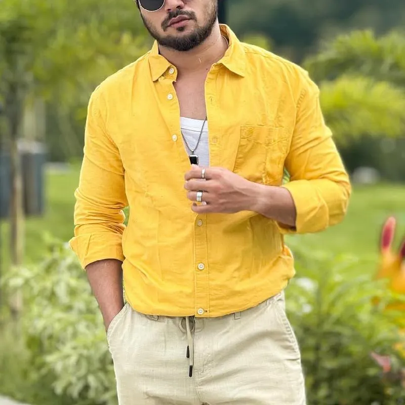 Men's Fashion Solid Color Long Sleeve Shirt 26947822Y sold by Manly product image thumbnail 5