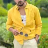 Men's Fashion Solid Color Long Sleeve Shirt 26947822Y sold by Manly