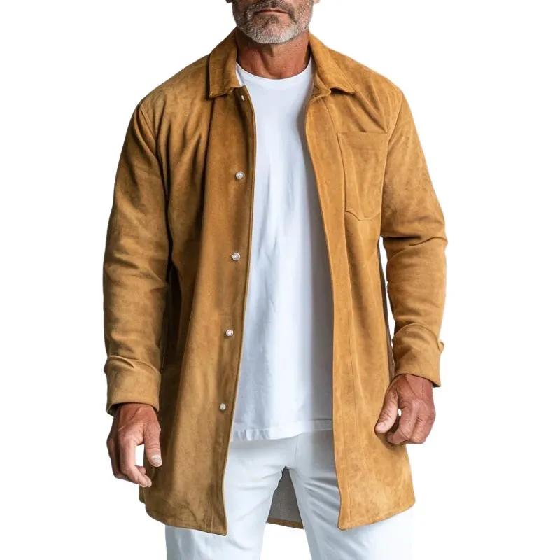 Men's Stylish Suede Lapel Single-Breasted Thin Trench Coat 47969607Y sold by Manly