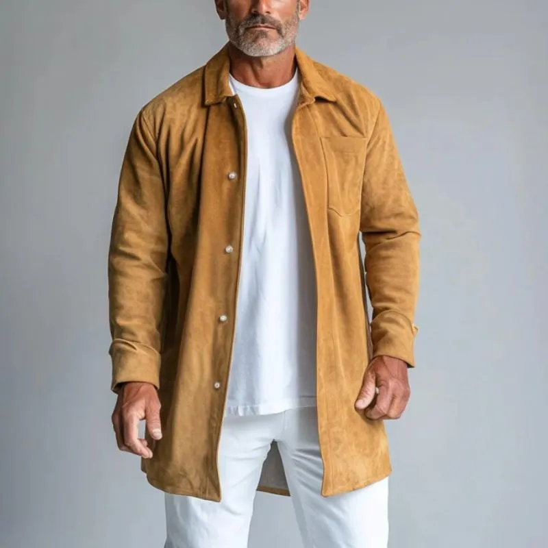 Men's Stylish Suede Lapel Single-Breasted Thin Trench Coat 47969607Y sold by Manly product image thumbnail 3