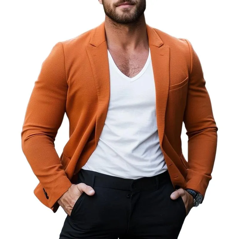 Men's Stylish Solid Color Single Button Blazer 48775069Y sold by Manly