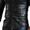 Men's Casual Black Lapel Textured Leather Shirt 59717220F sold by Manly