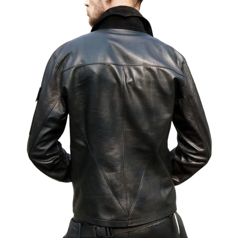 Men's Classic Leather Lapel Long Sleeve Shirt 44087978F sold by Manly product image thumbnail 3