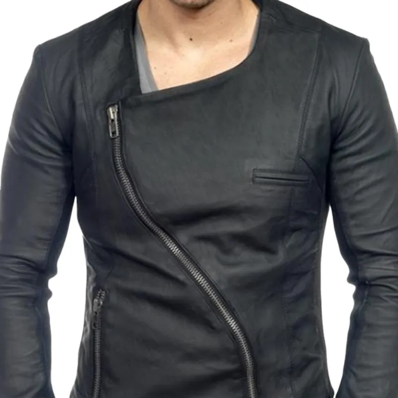Men's Vintage Zipper Leather Long Sleeve T-Shirt 58964236U sold by Manly product image thumbnail 3