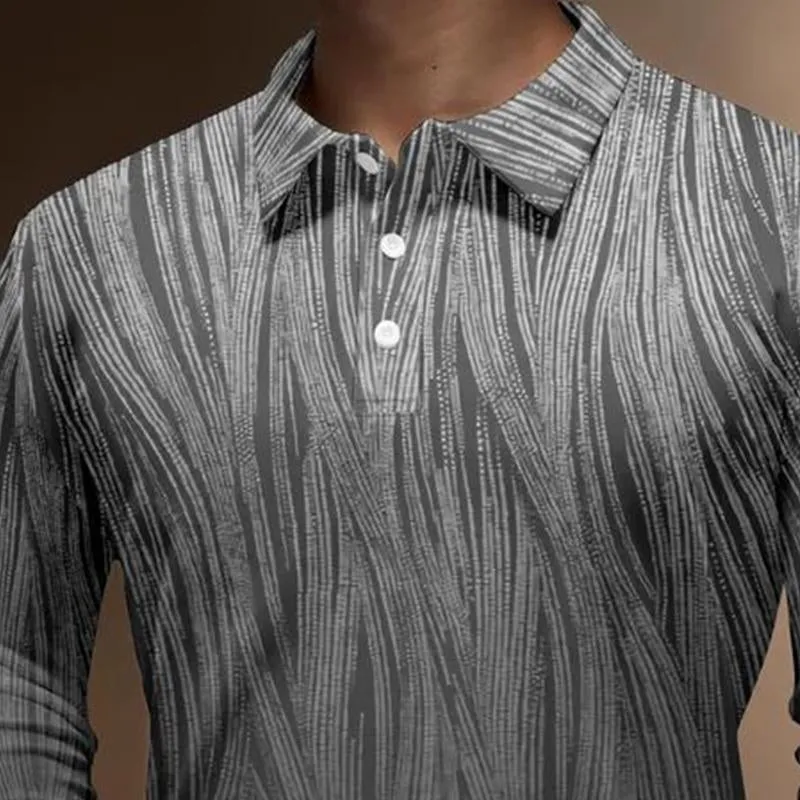 Men's Retro Polo Neck Print Long Sleeve T-Shirt 51650314U sold by Manly product image thumbnail 3