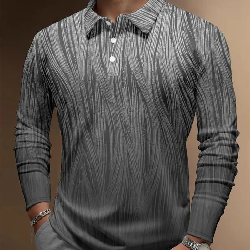 Men's Retro Polo Neck Print Long Sleeve T-Shirt 51650314U sold by Manly product image thumbnail 2