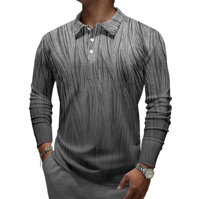 Men's Retro Polo Neck Print Long Sleeve T-Shirt 51650314U sold by Manly