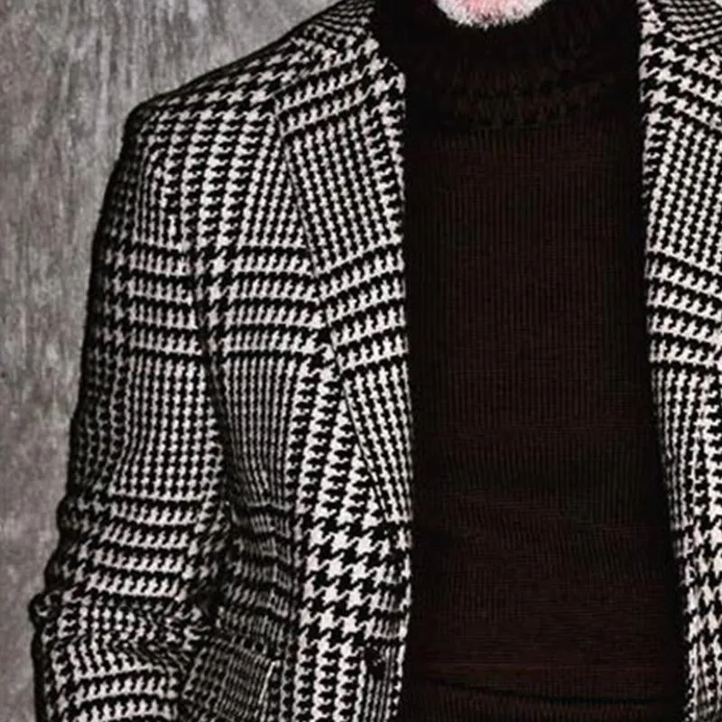 Men's Vintage Black and White Plaid Two-button Blazer 36331406U sold by Manly product image thumbnail 3