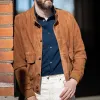 Men's Vintage Stand Collar Suede Button Jacket 33666549U sold by Manly