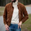 Men's Vintage Stand Collar Suede Button Jacket 33666549U sold by Manly