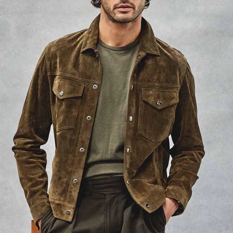 Men's Vintage Suede Button Jacket 71460122U sold by Manly product image thumbnail 2