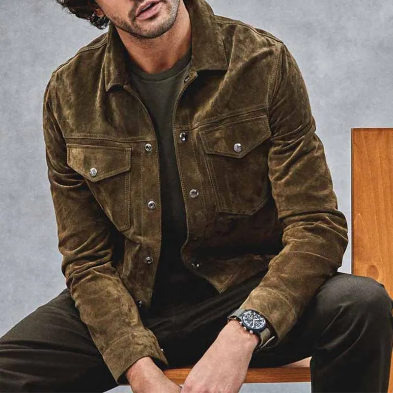 Men's Vintage Suede Button Jacket 71460122U sold by Manly product image thumbnail 3
