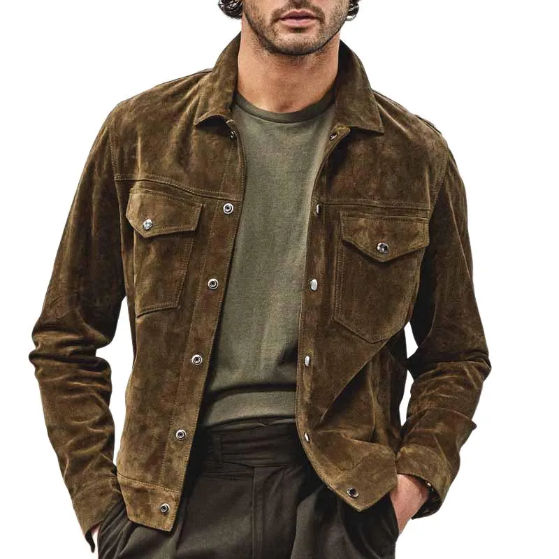 Men's Vintage Suede Button Jacket 71460122U sold by Manly