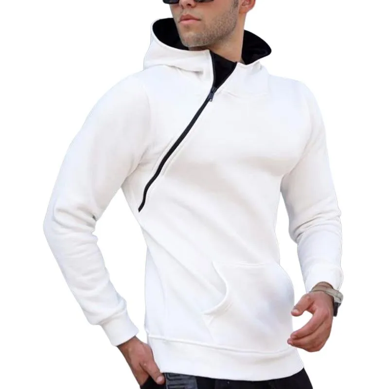 Men's White Side Zip Loose Hoodie 33093993U sold by Manly