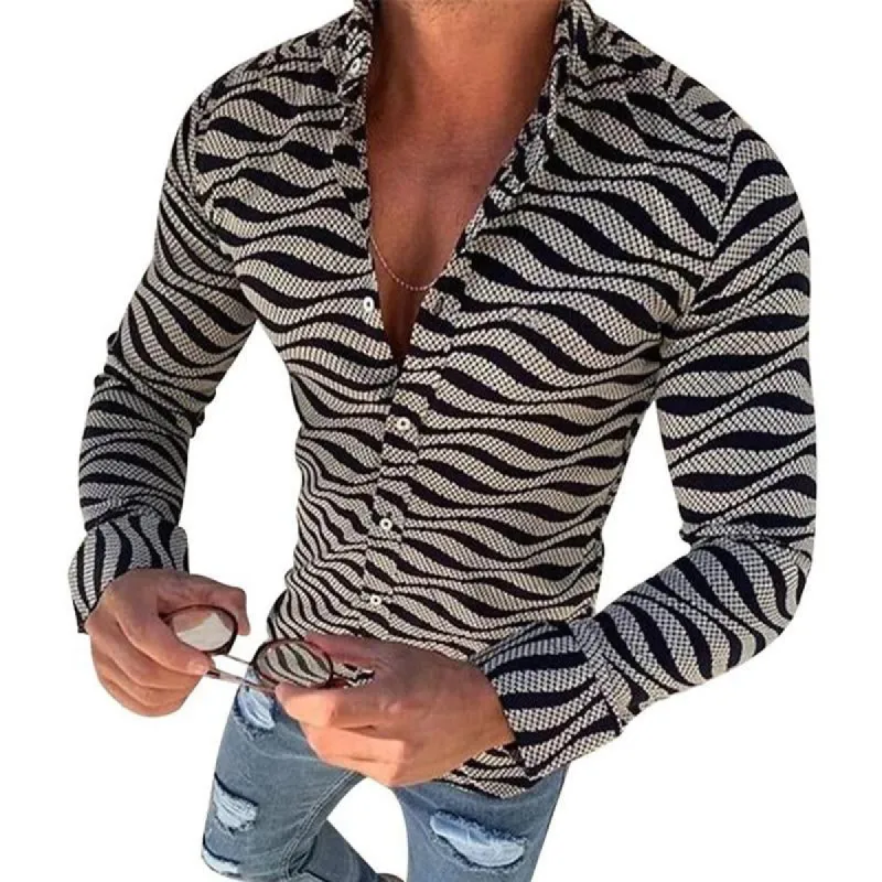 Men's Vintage Zebra Print Long Sleeve Shirt 28229770U sold by Manly