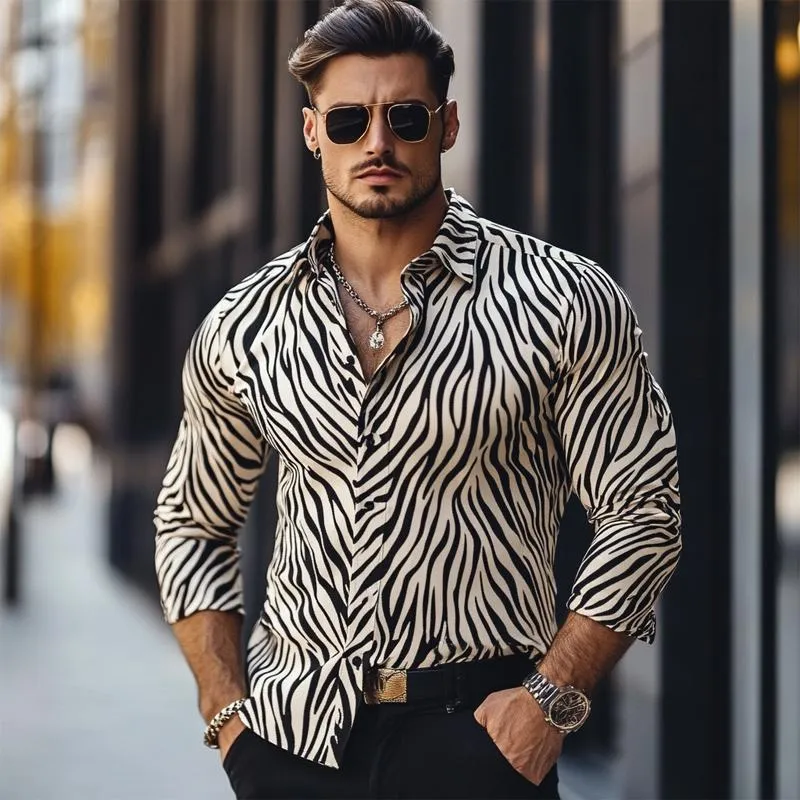 Men's Vintage Zebra Print Long Sleeve Shirt 27525631U sold by Manly product image thumbnail 2