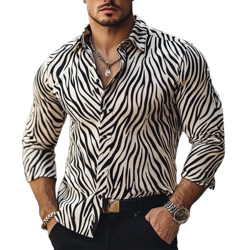 Men's Vintage Zebra Print Long Sleeve Shirt 27525631U sold by Manly