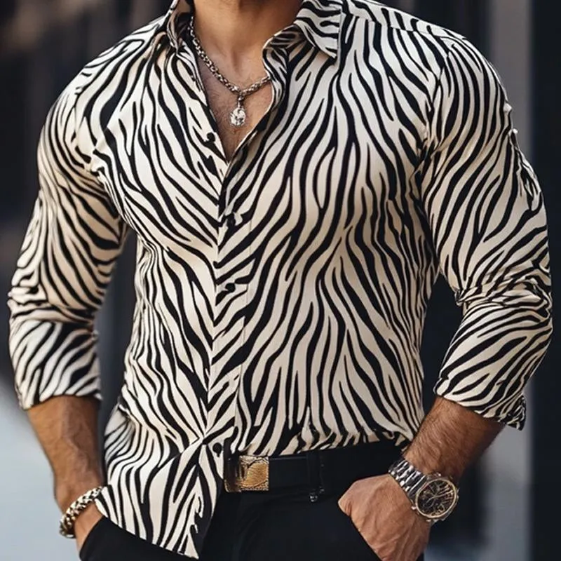 Men's Vintage Zebra Print Long Sleeve Shirt 27525631U sold by Manly product image thumbnail 3
