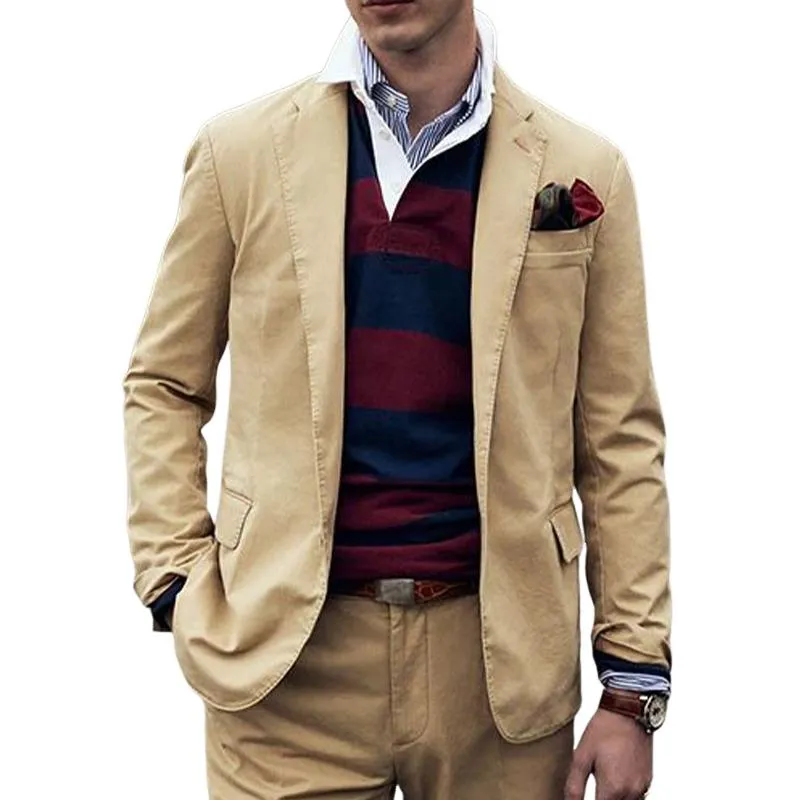 Men's Vintage Khaki Notched Lapel Blazer 45570280U sold by Manly